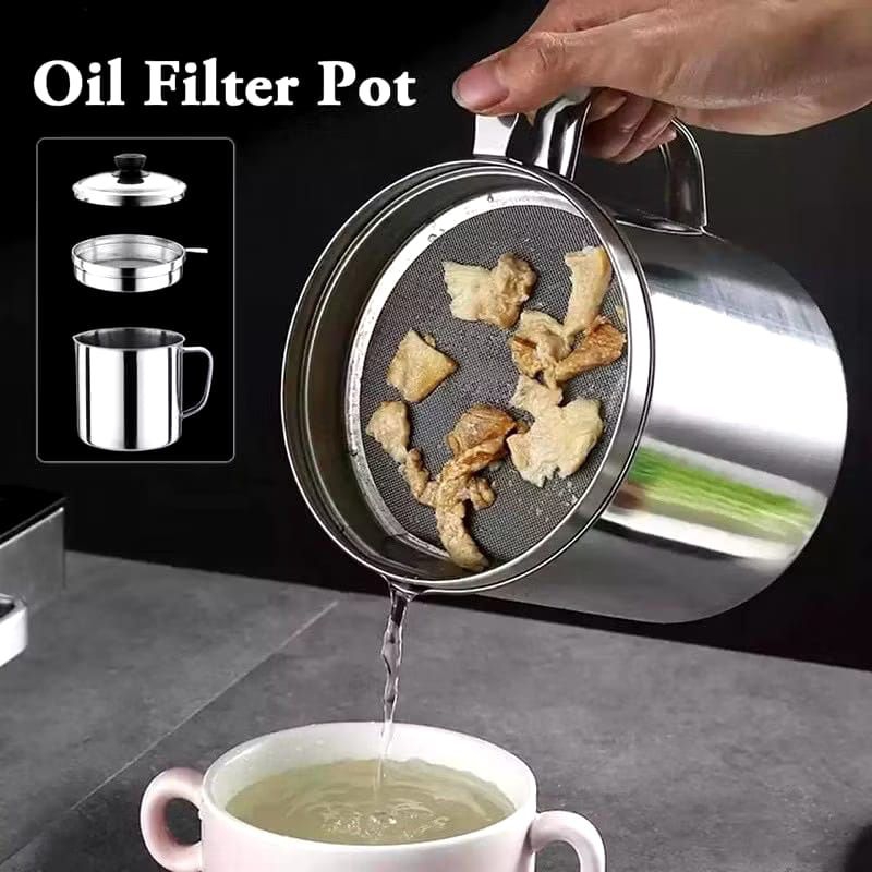Pot Oil Saringan Minyak / Gelas Saringan Minyak / Wadah Penyimpanan Minyak