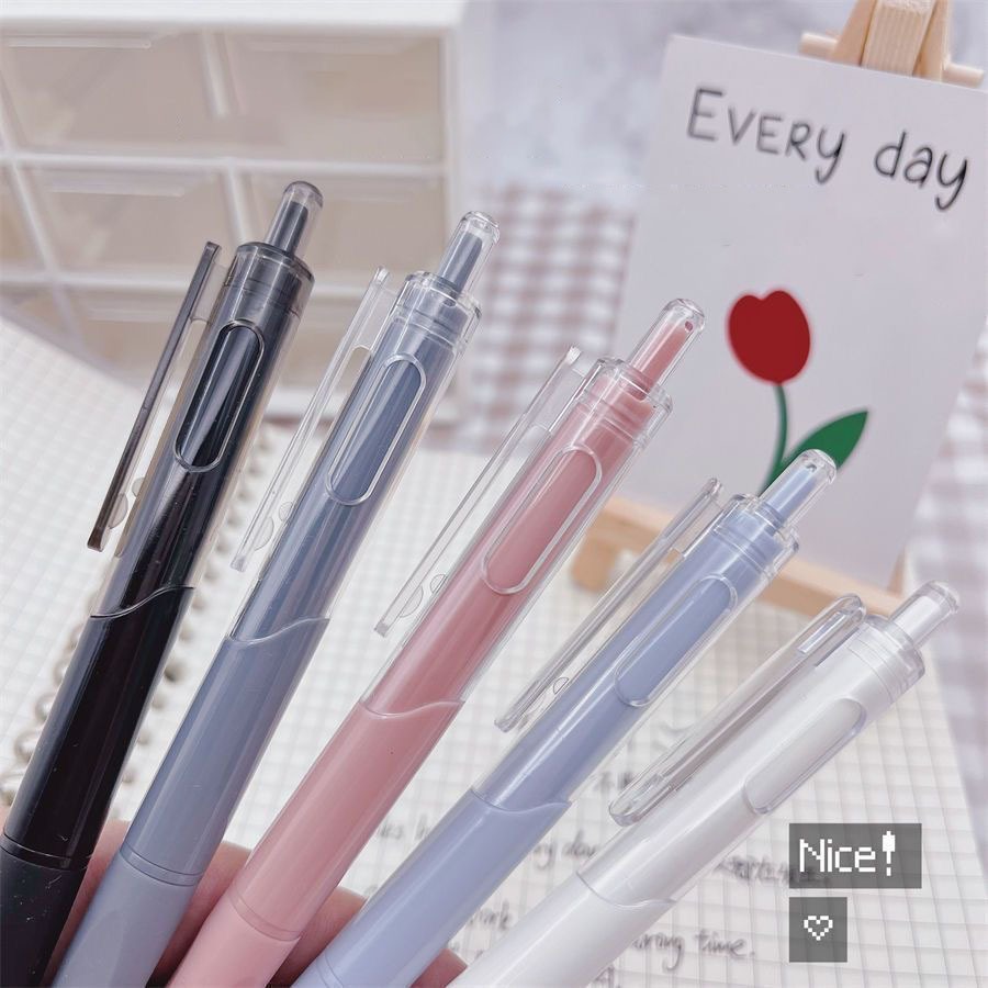 

5pcs Pulpen Gel Aesthetic / 0.5mm Pena Gel / Morandi Gel Pen / Retractable Gel Pens / Pen Mekanik Hitam Alat Tulis