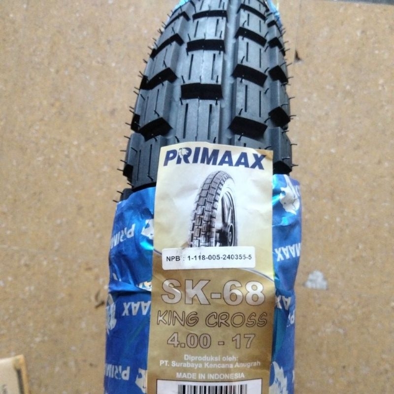 Ban PRIMAAX SK68 KING CROSS TRIALS 4.00-17 SK 68 TR Trial Tube Type Ban Luar Motor PRIMAX 400 Ring 1