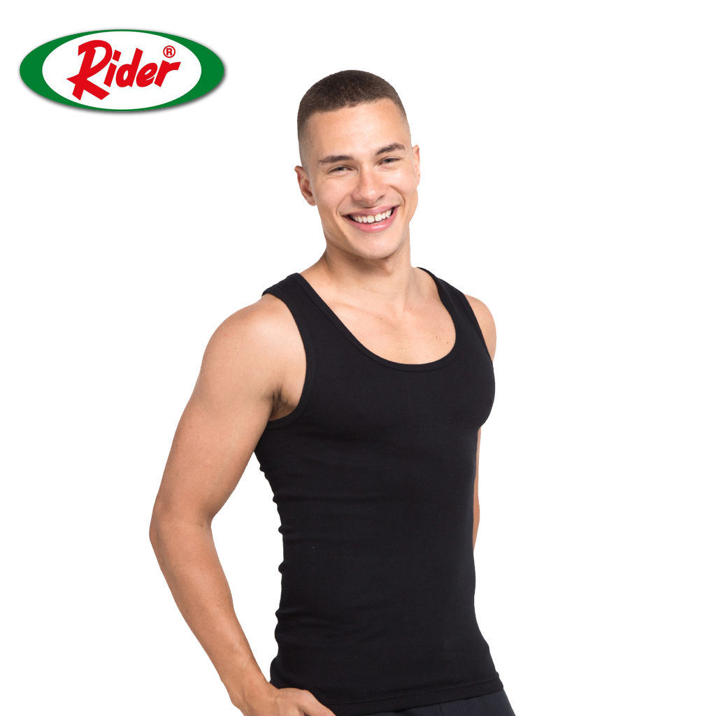 Kaos Dalam Pria Singlet Hitam Rider Vest - Singlet Pria R224BWH (isi 1 Pcs)