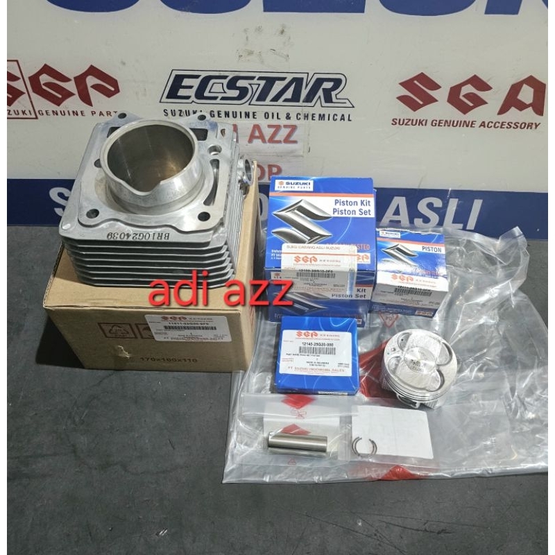 cylinder block blok boring  set seher piston ring pen klip satria fu 150 karburator cbu ckd original