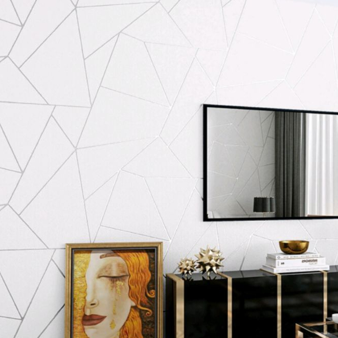 WALLPAPER DINDING MOTIF KERAMIK POLOS PUTIH