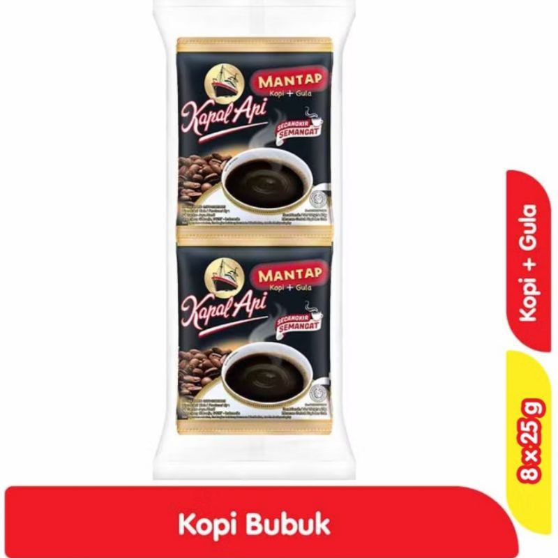 

KOPI KAPAL API MANTAP Instan bubuk dan gula sachet 8pcs X 25gr