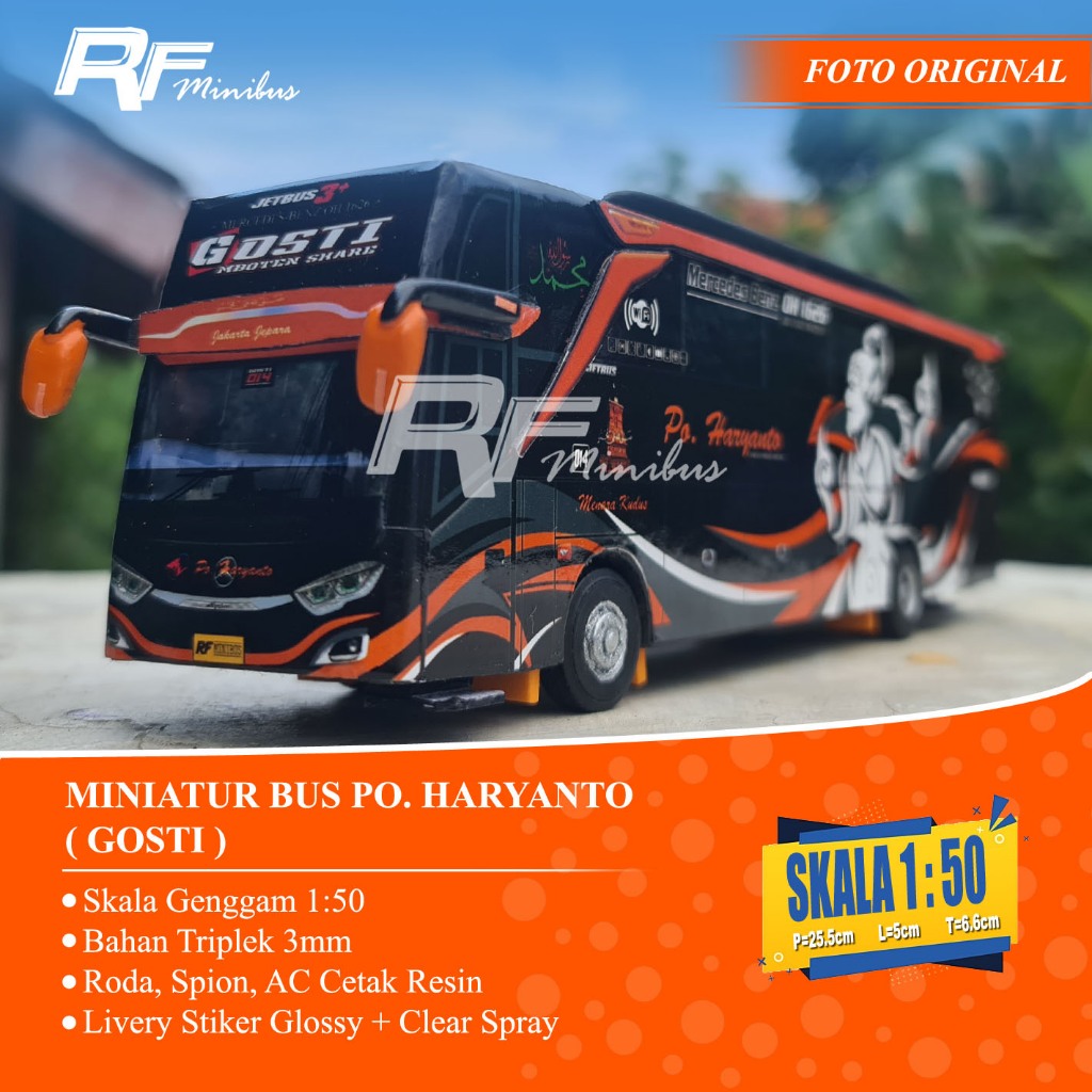 Miniatur Bus Po. Haryanto (Gosti) Skala 1:50