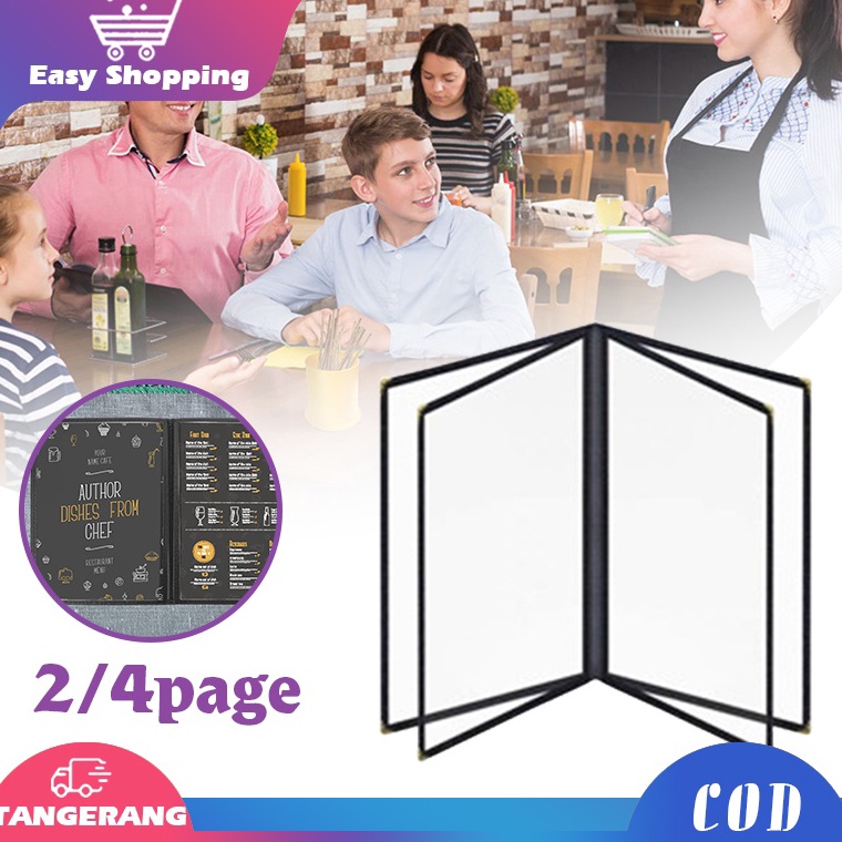 

K6I86538 A4 Buku Menu Restoran Kulit Cover Menu Cover Pelindung Menu Sampul Buku RestoHitam