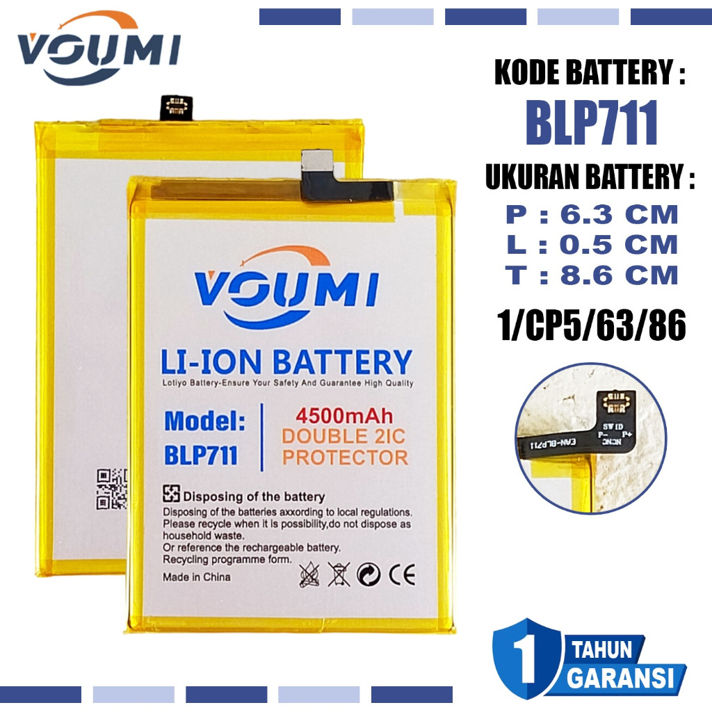 Baterai Battery VOUMI Double IC Power high Capacity BLP711 Compatible Hp Oppo A1K - CPH1923