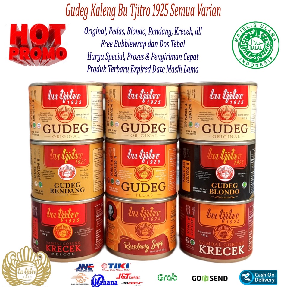 

Promo Terbatas PROMO GUDEG KALENG BU TJITRO ALL VARIAN ll SAMBAL KRECEK ll KRECEK MERCON ll OSENG MERCON ll RENDANG