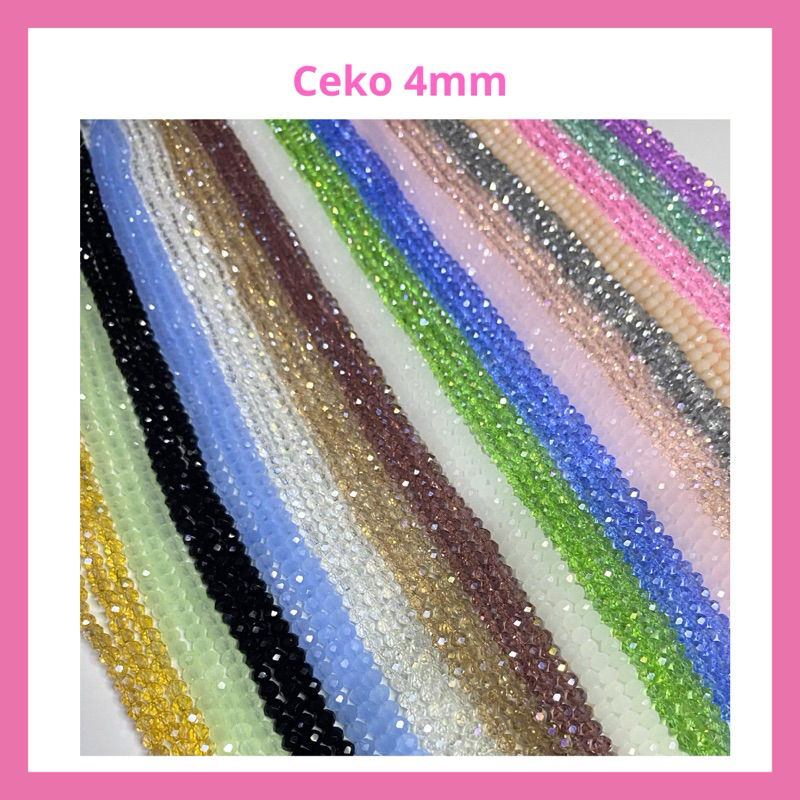 4mm - Manik Kristal Ceko Bakpau 110pcs / Bakpao / Bulat / Gepeng Bening Transparan Mengkilap doff 4m