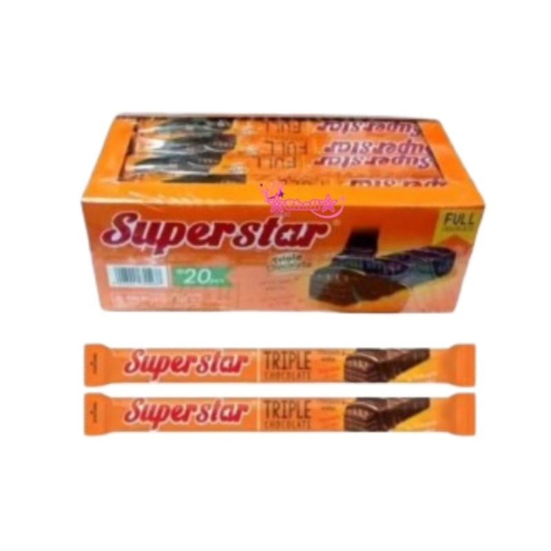 

Super Star Triple Chocolate 320gr 1 box isi 20 / superstar wafer cokelat