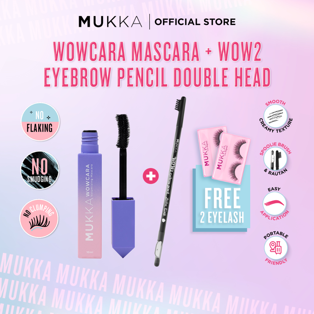 [PACKAGE] Mukka - Wowcara Mascara + Wow2 Eyebrow Pencil Double Head