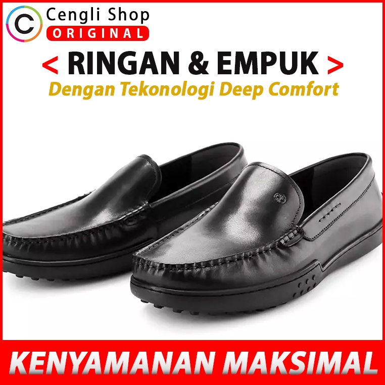 HUSH PUPPIES SEPATU LOAFER PRIA ORIGINAL LOAFERS KULIT ASLI ORI HITAM HM07