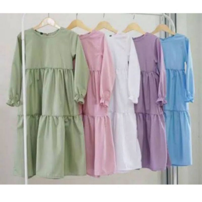 Gamis Toyobo Anak Perempuan Polos Rempel 2 susun