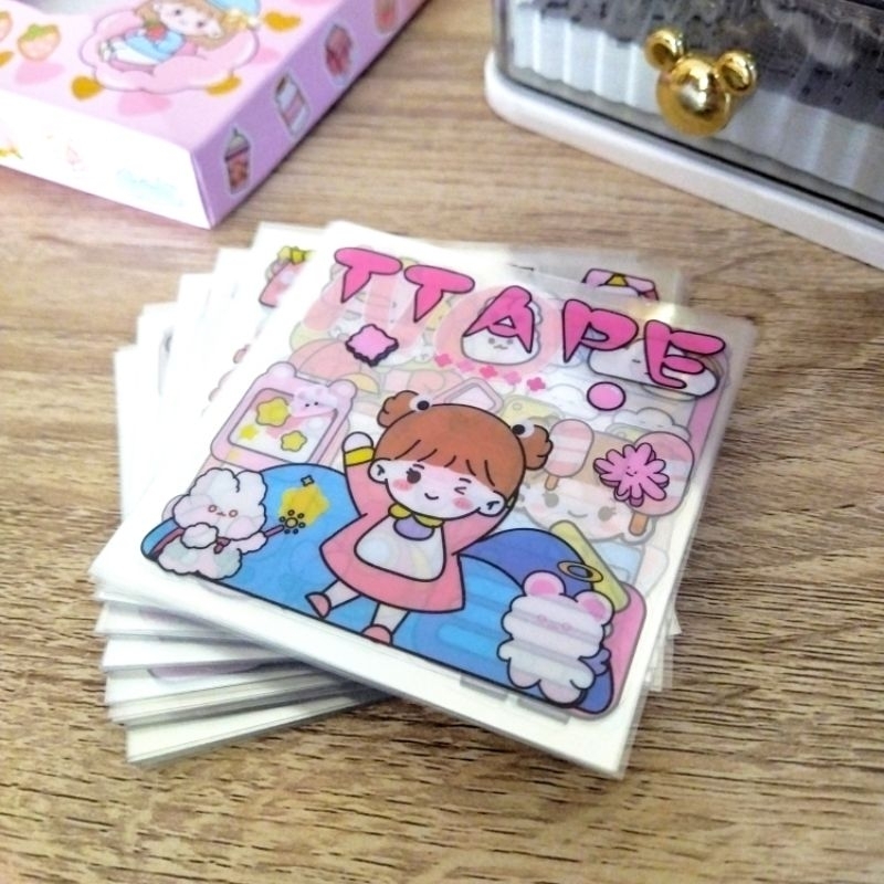

1pc Sticker Karakter Momo Pink Korean Waterproof Stiker Tumblr Lucu Dekorasi Aesthetic Diary