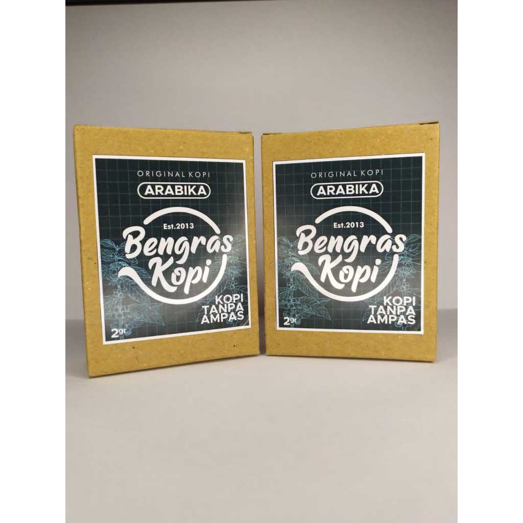 

KOPI ARABIKA TANPA AMPAS / FINE GRIND COFFE / BENGRAS KOPI KEMASAN 2 GRAM PER SACHET ISI 5 SACHET