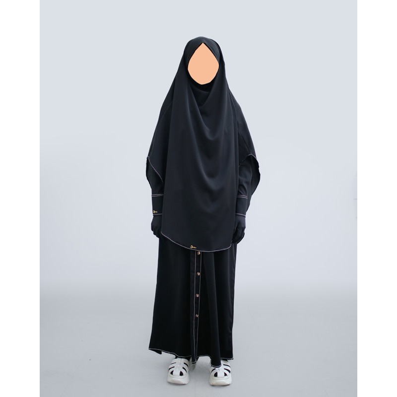 HANA Abaya French Khimar Syari anti UV - Black