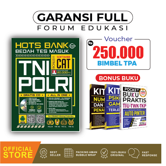 BUKU TNI POLRI 2024 HOTS BANK BEDAH TES MASUK TNI POLRI + BONUS KITAB PSIKOTES GAMBAR