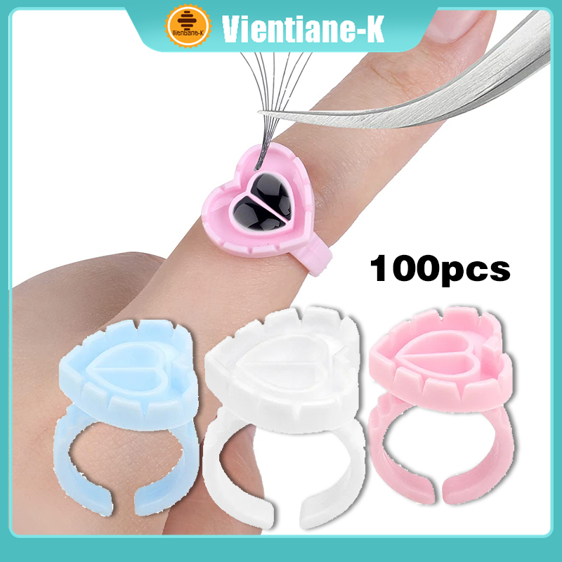 100 Pcs Ring Hati Eyelash Ring Russian Eyelash Volume Eyelash Cincin Lem Eyelash Bentuk Hati