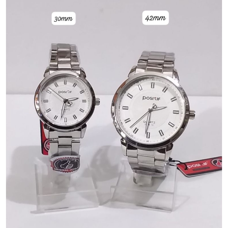 (COD)Jam Tangan Couple Positif Harga 1 pcs Strap stell/Rantai Tahan air