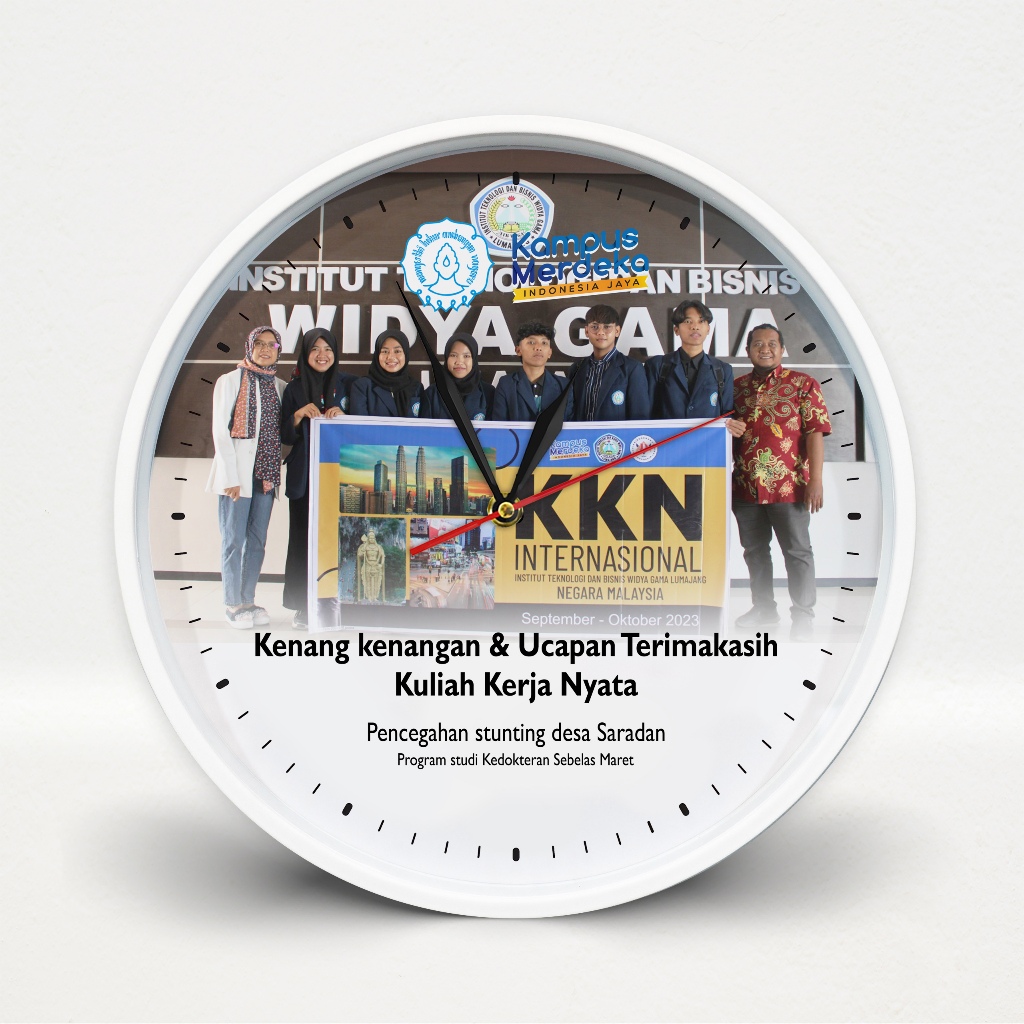 Jam Dinding KKN Souvenir Kenang-kenangan PKL Gift Perusahaan Custom Logo & Foto
