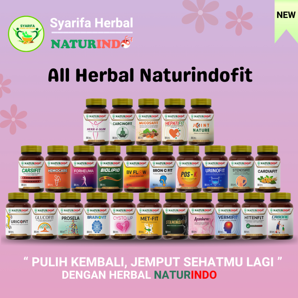 All Herbal Naturindo Fit Azzahra Biolipid Brainofit Bv Flow Cabone Carsinofit Cardiafit Carsifit DLL