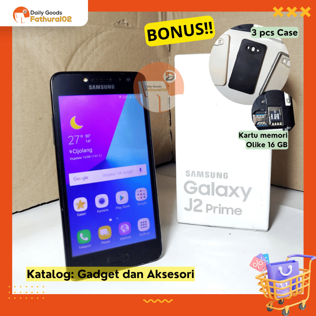 SAMSUNG Galaxy J2 Prime - HP Android  RAM 1,5 / 8 GB Warna Hitam Fullset Second Preloved