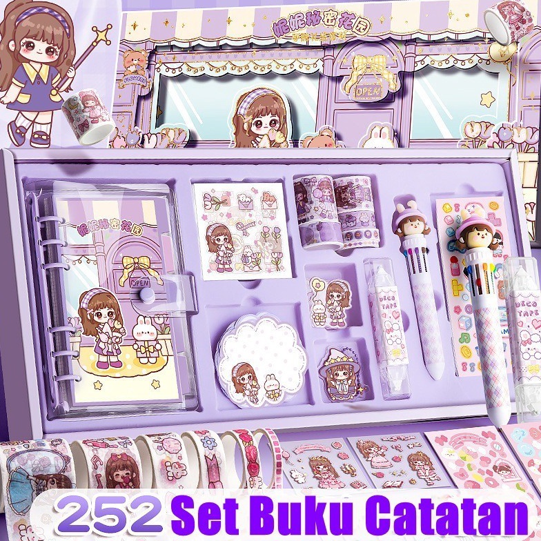 

DNMVJ7348 252 IN 1 Kotak Hadiah Buku Pegangan Anak Perempuan Kotak Hadiah Buku Harian Buku Harian Stiker Stiker Buatan Tangan Anak