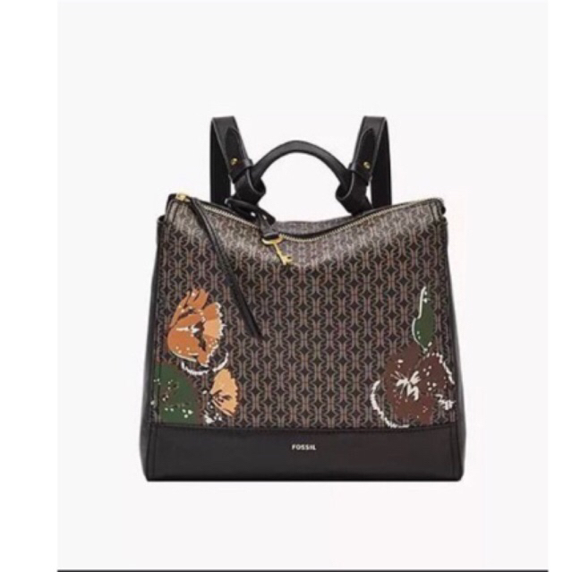[BRAND NEW ] Fossil Elina Small Backpack Black Floral