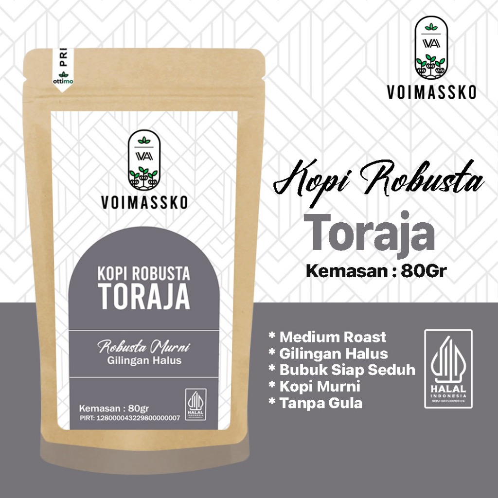 

BUBUK KOPI ROBUSTA ASLI TORAJA KEMASAN 80GR