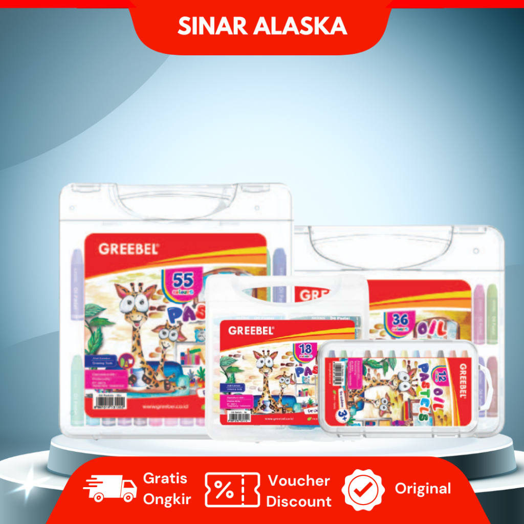 

GREEBEL Crayon Krayon Anak Oil Pastel 12 18 24 36 48 55 Warna Cerah Non Toxic