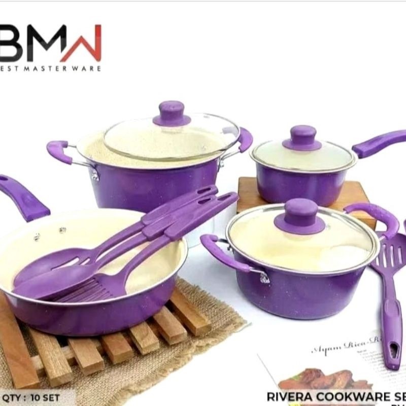 Panci Set Rivera BMW 10 Set/Cookware Set Anti Lengket/Teflon Set