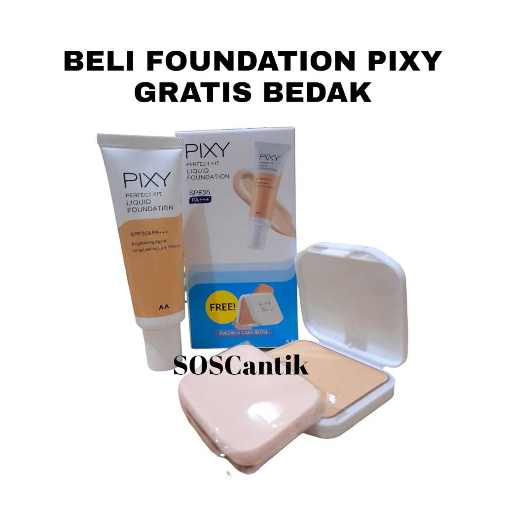 (BELI 1 DAPAT 2) PAKET PIXY FOUNDATION + DAPAT REFIL BEDAK PIXY PERFECT FIT / BUNDLE PIXY PEFECT FIT