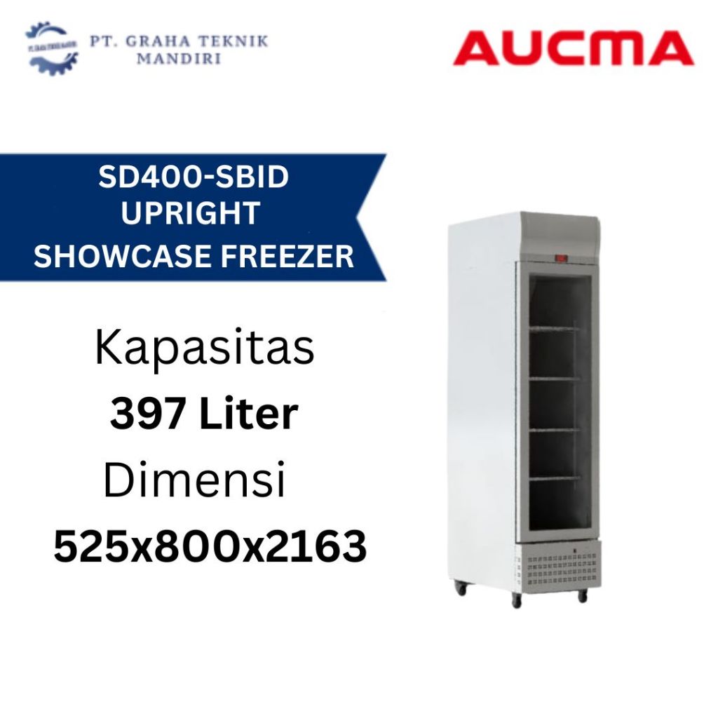 Aucma Upright Freezer Glass Door SD400-SBID