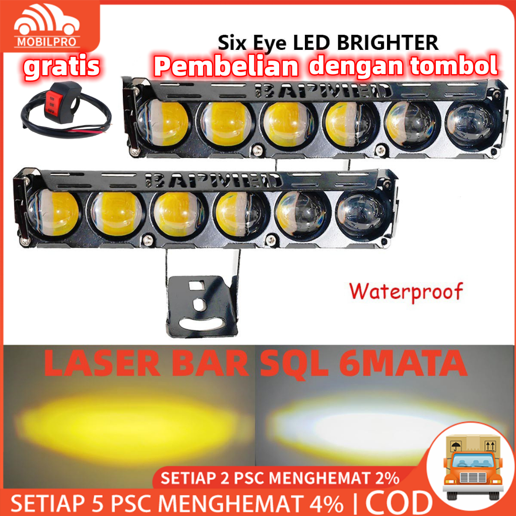 LAMPU SOROT LED SQL 5 /6 MATA PREMIUM SUPER TERANG 75 WATT 12-24 VOLT ARUS DC / LAMPU SOROT MOTOR / 