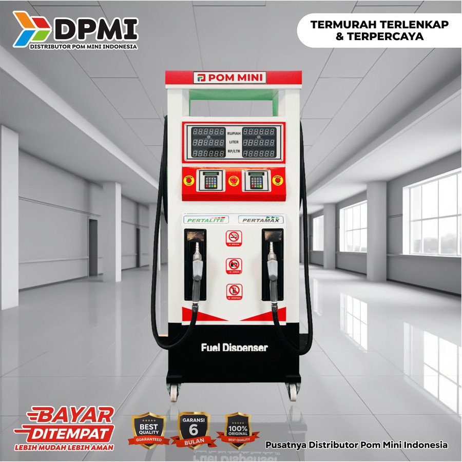 Pom Mini minimalis Pertamini Digital 2 x 100 Liter (SLIM) merah putih hitam