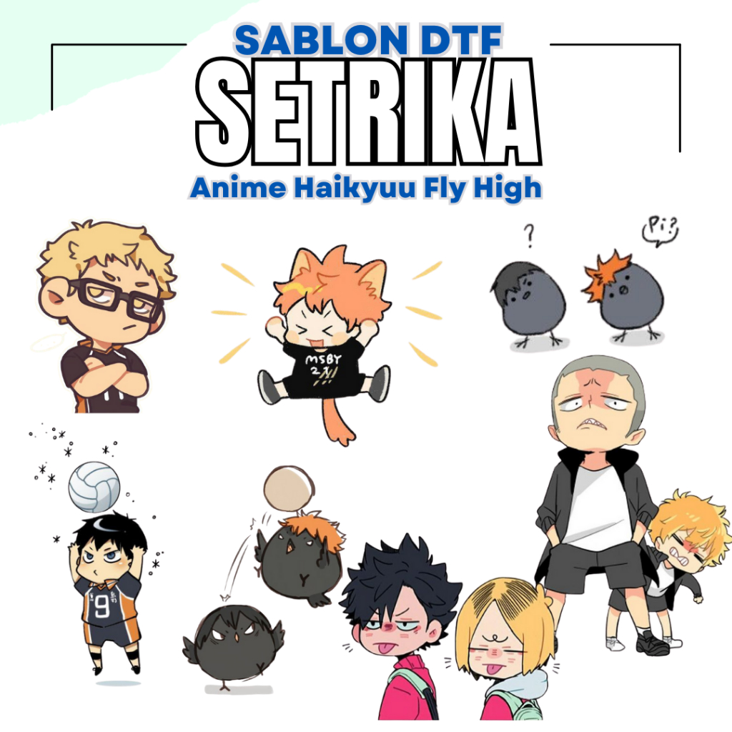 

Sablon Setrika Sticker Code Anime Haikyuu fly high volleyball Sticker Sablon DTF Printing Stiker Baju (Sticker Only)