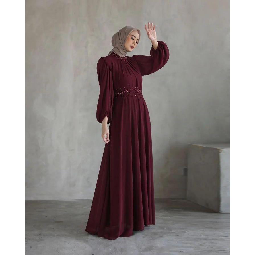Gamis Payet Kamari Dress Dewasa / Gamis Muslim Wanita Matt Ceruty Babydoll Full Puring / Dress Terba