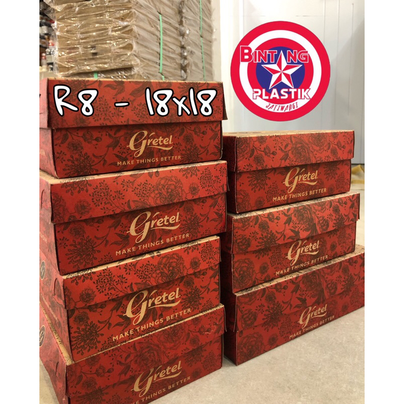 

iDk90 TOP BRAND!! [ 1 Pak 100Lbr ] Dus Nasi / Kue Snack Box Kraft Batik Uk R8 - 18x18 Gretel Brown