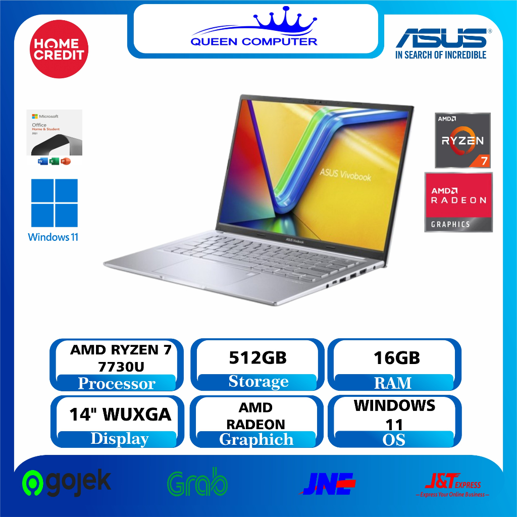 ASUS M1405YA VIPS752 Ryzen 7 7730U 16GB 512GB W11 OHS Cool Silver