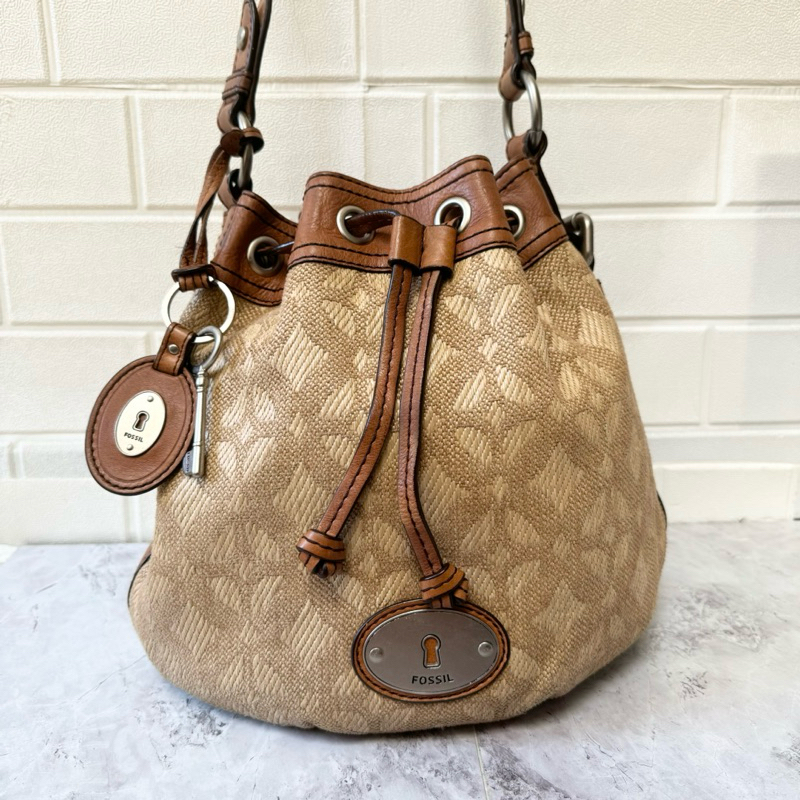 (NET) Preloved Fossil Pecan Serut Maddox Drawsting (key 7cm)