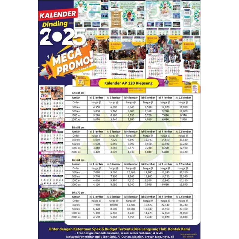 

Kalender#Kalendercustom#Kalenderdinding#cetakkalender 500 exp/500 pcs kalender #kalender2025 UK 38 x 53 cm#kalendermurah#cetakkalender2025