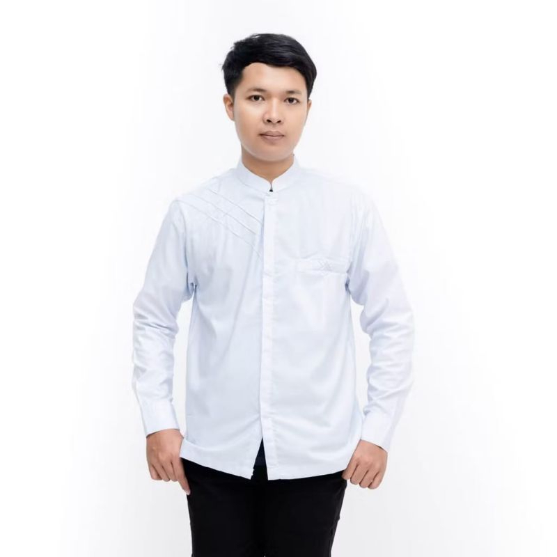 Elmoza - Baju Koko Hadroh Pria Lengan Panjang Motif Marvel Warna Putih M L XL XXL