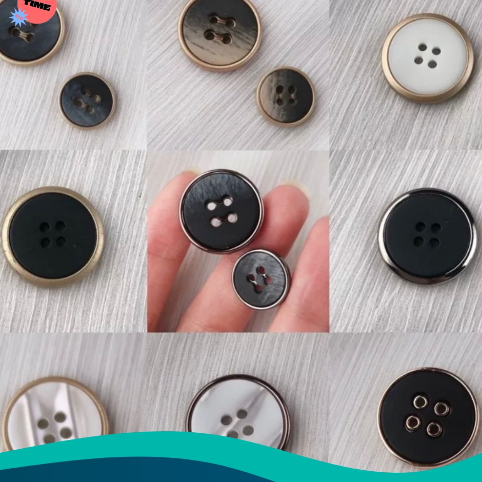 BERLIPAT GANDA Kancing Baju 4 Lubang LUSINAN  Grosir Kancing Pria Wanita Unik Mewah Mix