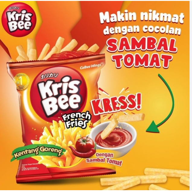 

Snack Keripik Kris Bee French Fries Kentang Goreng Sambal Tomat 68gr