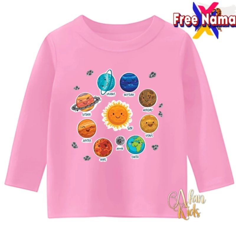 baju kumpulan tata surya kaos anak lengan panjang