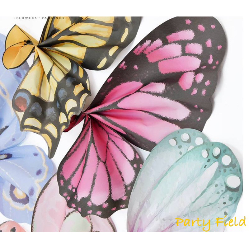 

[10 upper + 10 lower wings/bag] CD Kertas buket bunga kupu-kupu warna warni / Colorfull butterfly flower bouquet wrapping paper