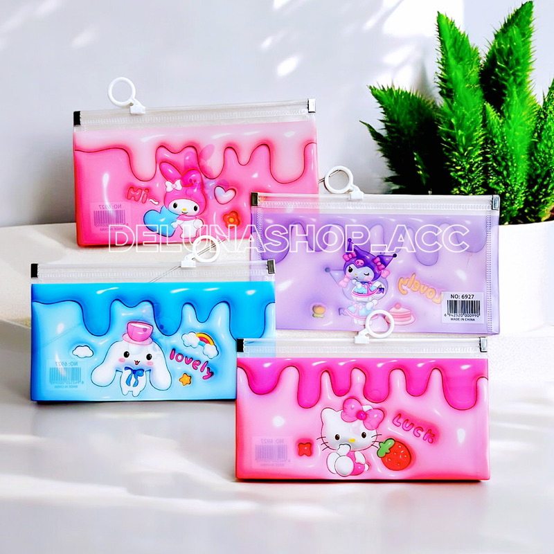 

DELUNASHOP DL458A B6 TEMPAT PENSIL MIKA MOTIF SANRIO HOLDER ZIP LOCK Multifungsi Serbaguna Pouch Mika Transparan