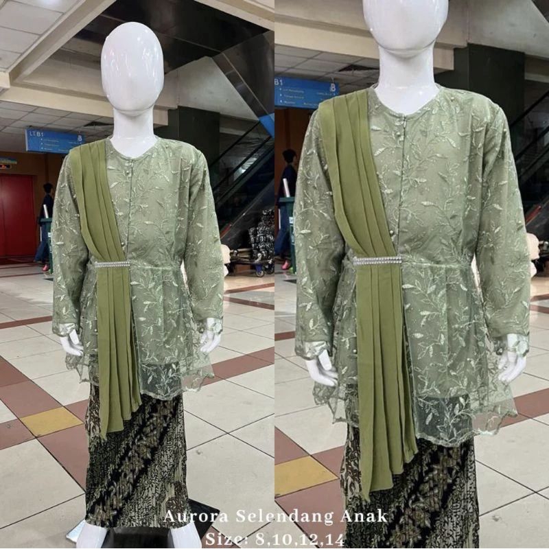 Setelan Kebaya Selendang ANAK 5 -12 Tahun Mix Rok Plisket Batik Anak / Kebaya Wisuda Lucu / Pakaian 