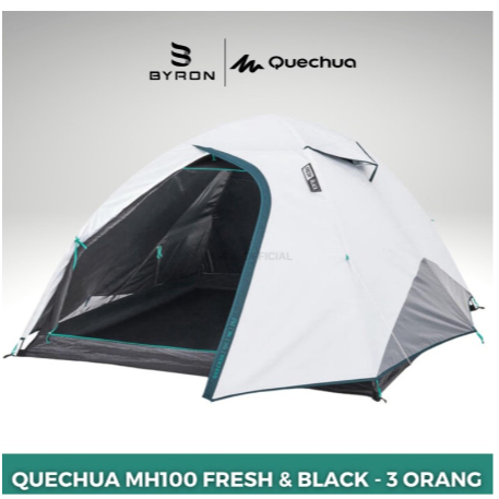 PROMO QUECHUA MH100 Fresh & Black Tenda Camping 3 Orang