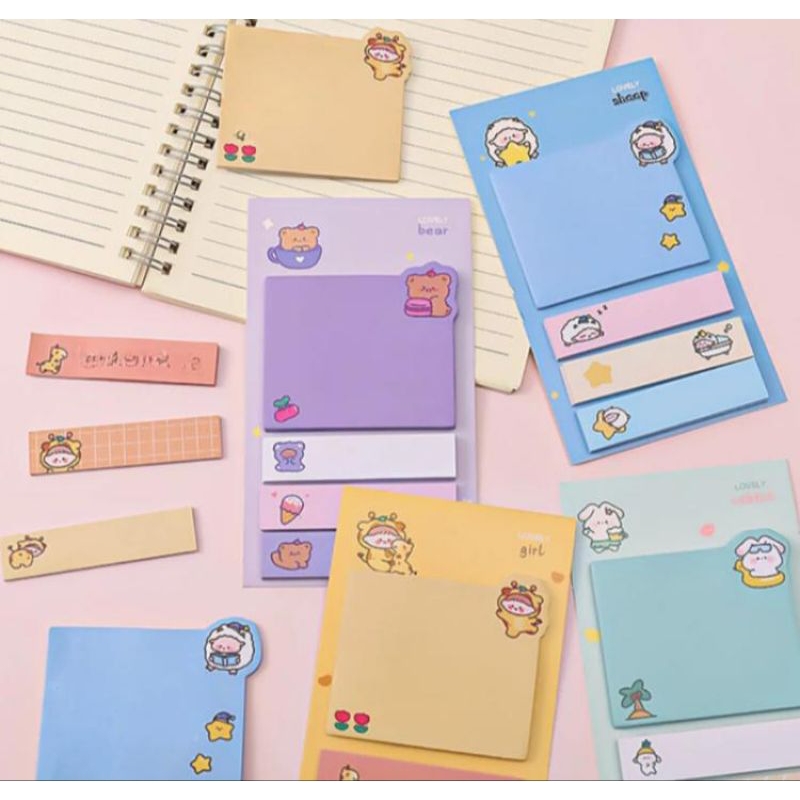 

Sticky Notes Lovely Mix Set Colorful Berwarna Memo Pad 4 Baris Tempel Lucu Estetik Kartun Cute Aesthetic