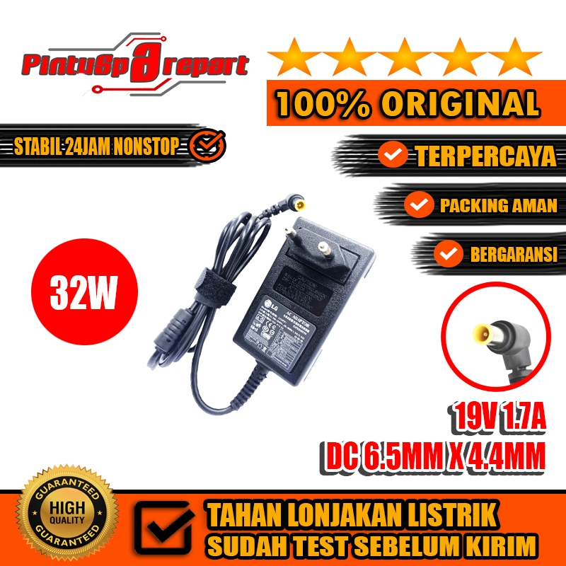 (Genuine Real 19V 1.7A DC:6.5MMX4.4MM) Casan Charger Adaptor Original Monitor LG /  TV Led / TV Lcd 